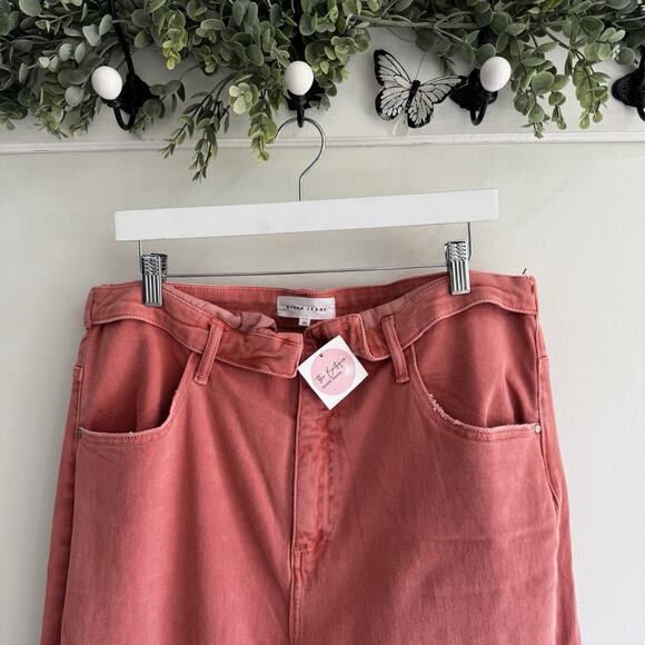 New RISEN pink Super Wide Leg Jeans 2XL Folded Waist 6-6990 - Picture 2 of 6